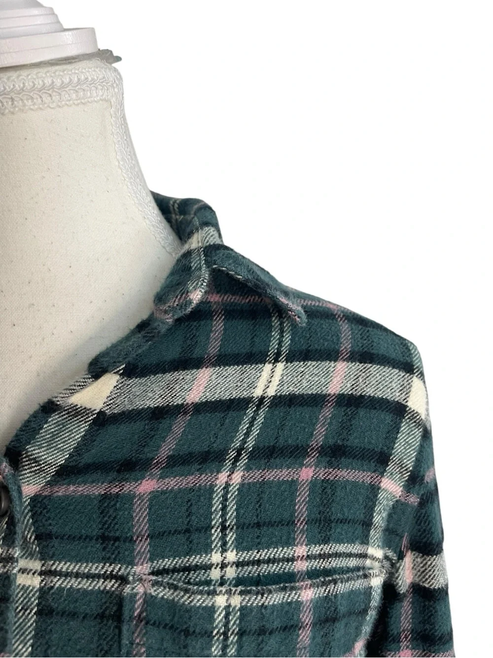 Madewell Flannel Classic Ex-Boyfriend Shirt Green - Picture 4 of 16